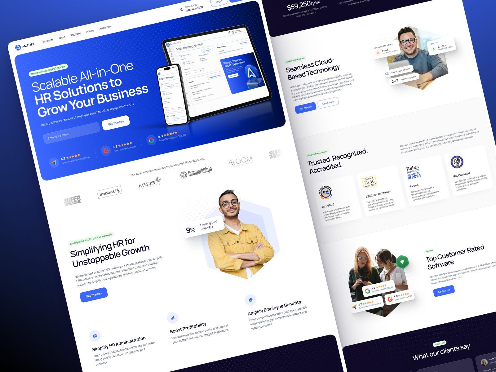 Homepage: product, benefits and accreditations