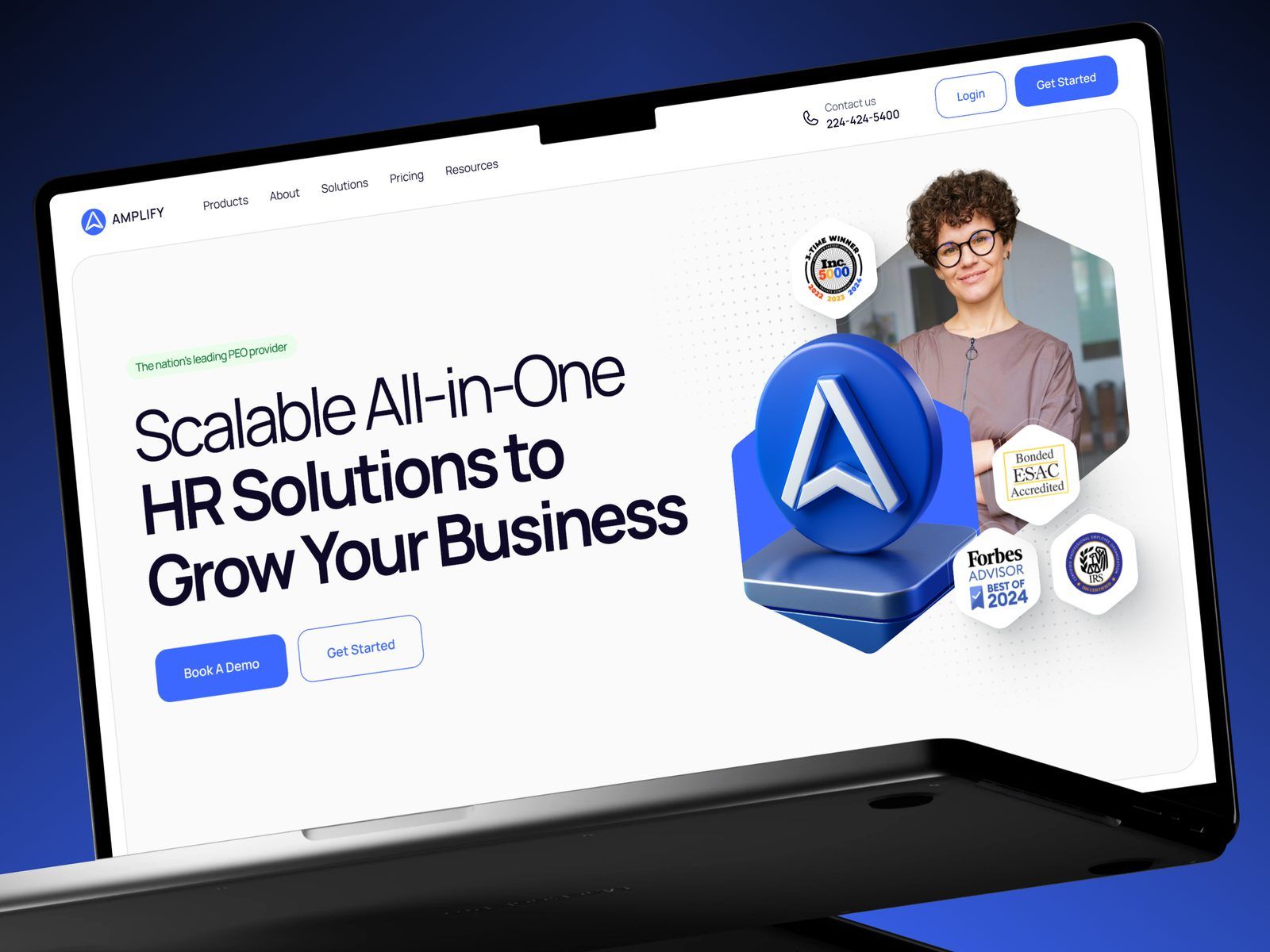 Amplify HR website on a laptop
