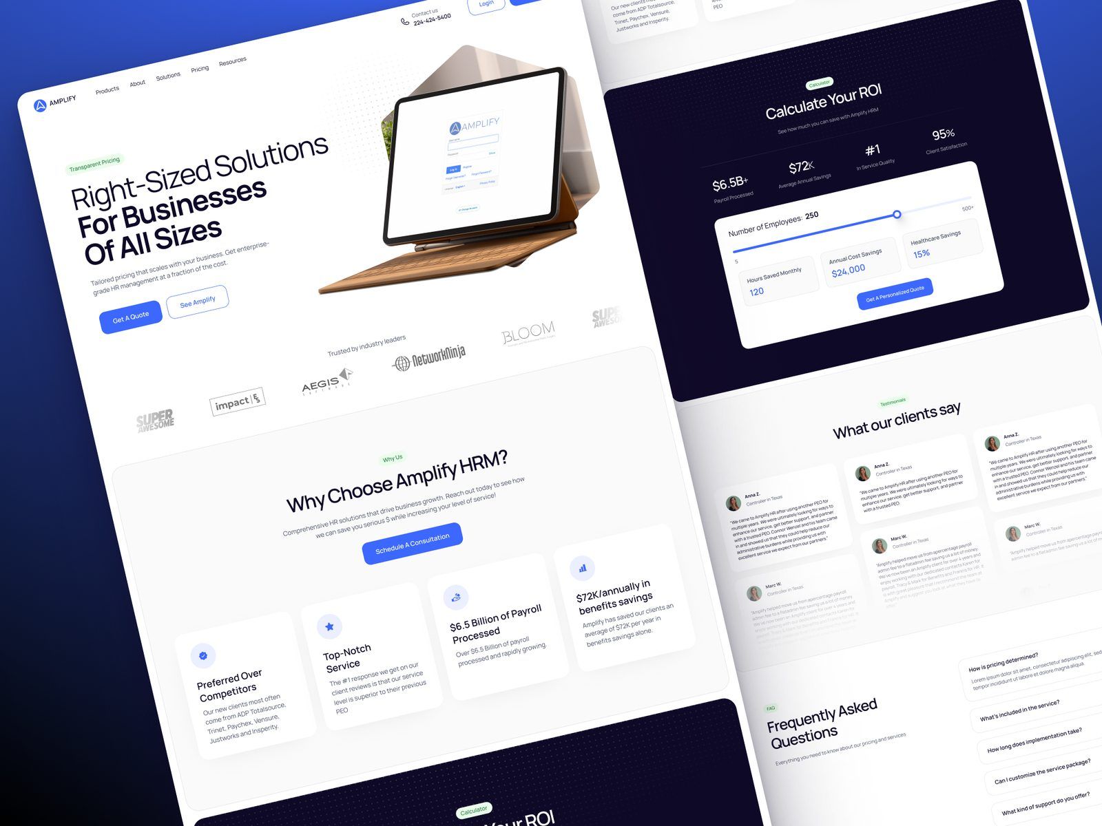 Pricing page with ROI calculator