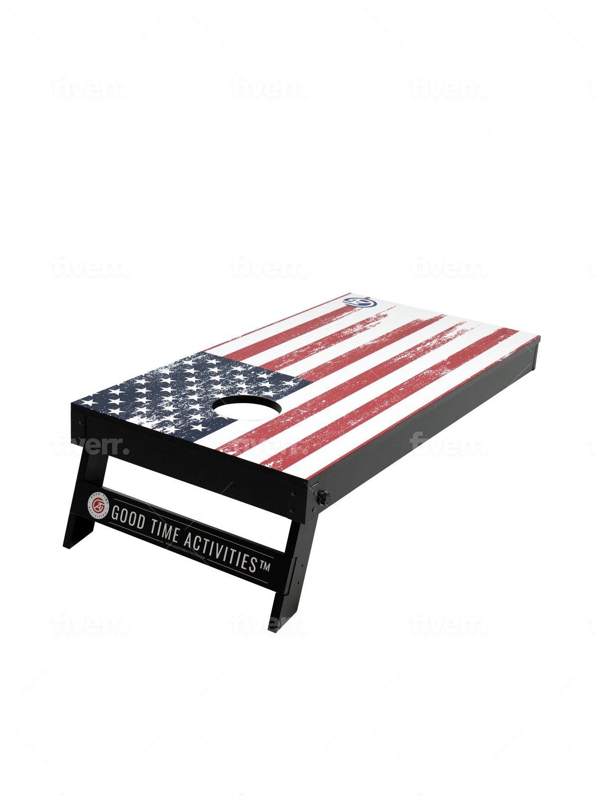 Custom flag cornhole board, product photography