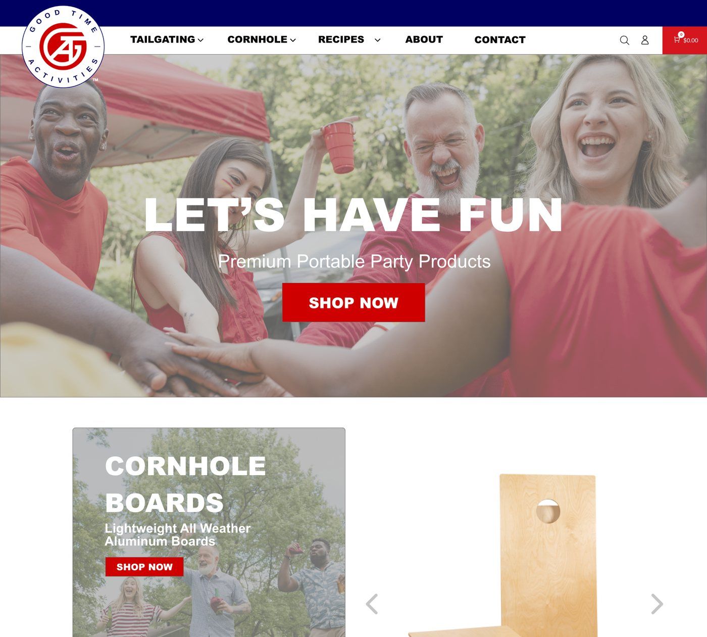 The e-commerce homepage: boards, apparel and Meet Hank