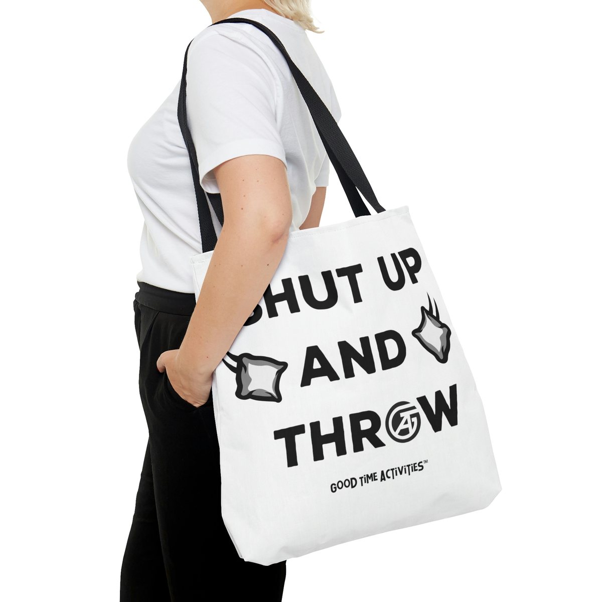 “Shut up and throw” tote