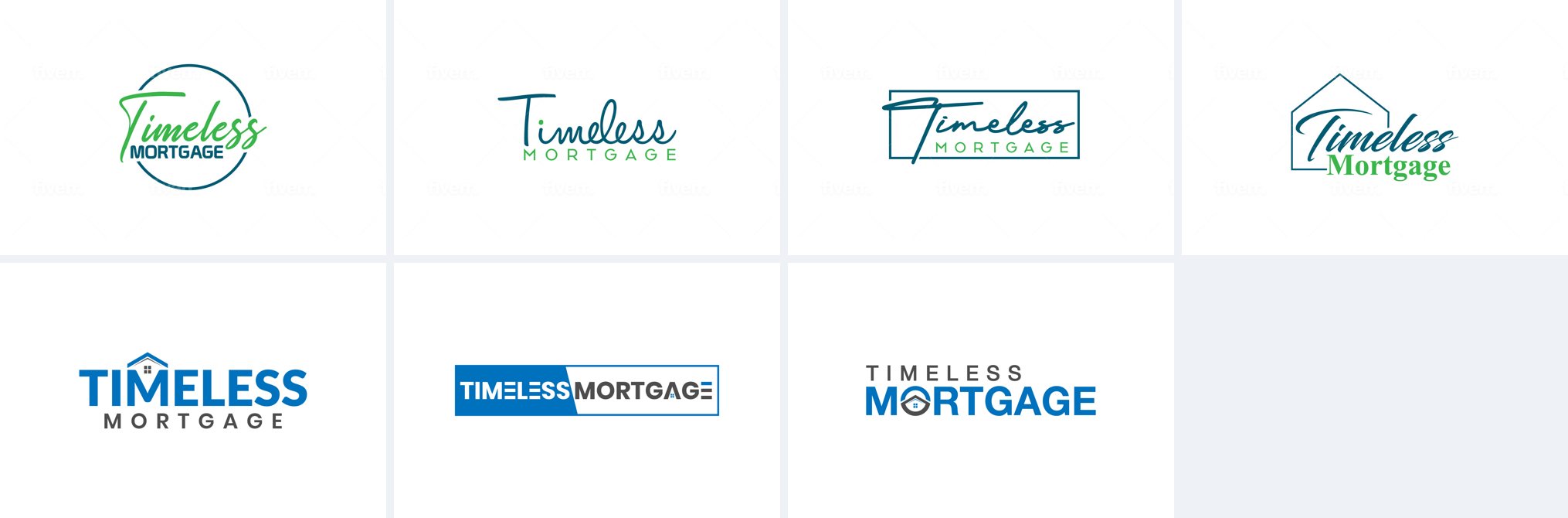 Logo exploration: seven of the concepts from rounds one and two
